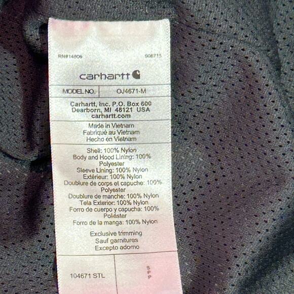 Carhartt Gray Hooded RainCoat Waterproof Jacket Men’s Small Women’s Medium - Picture 4 of 12